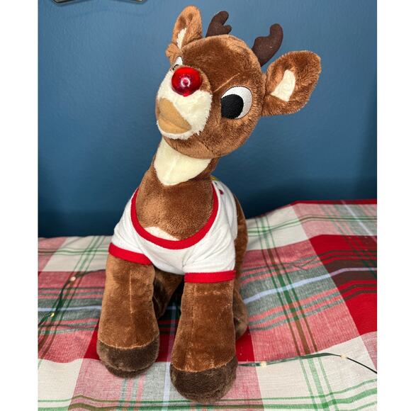 Build A Bear Rudolph The Red Nosed Reindeer Plush In a PJ Top - Picture 1 of 4